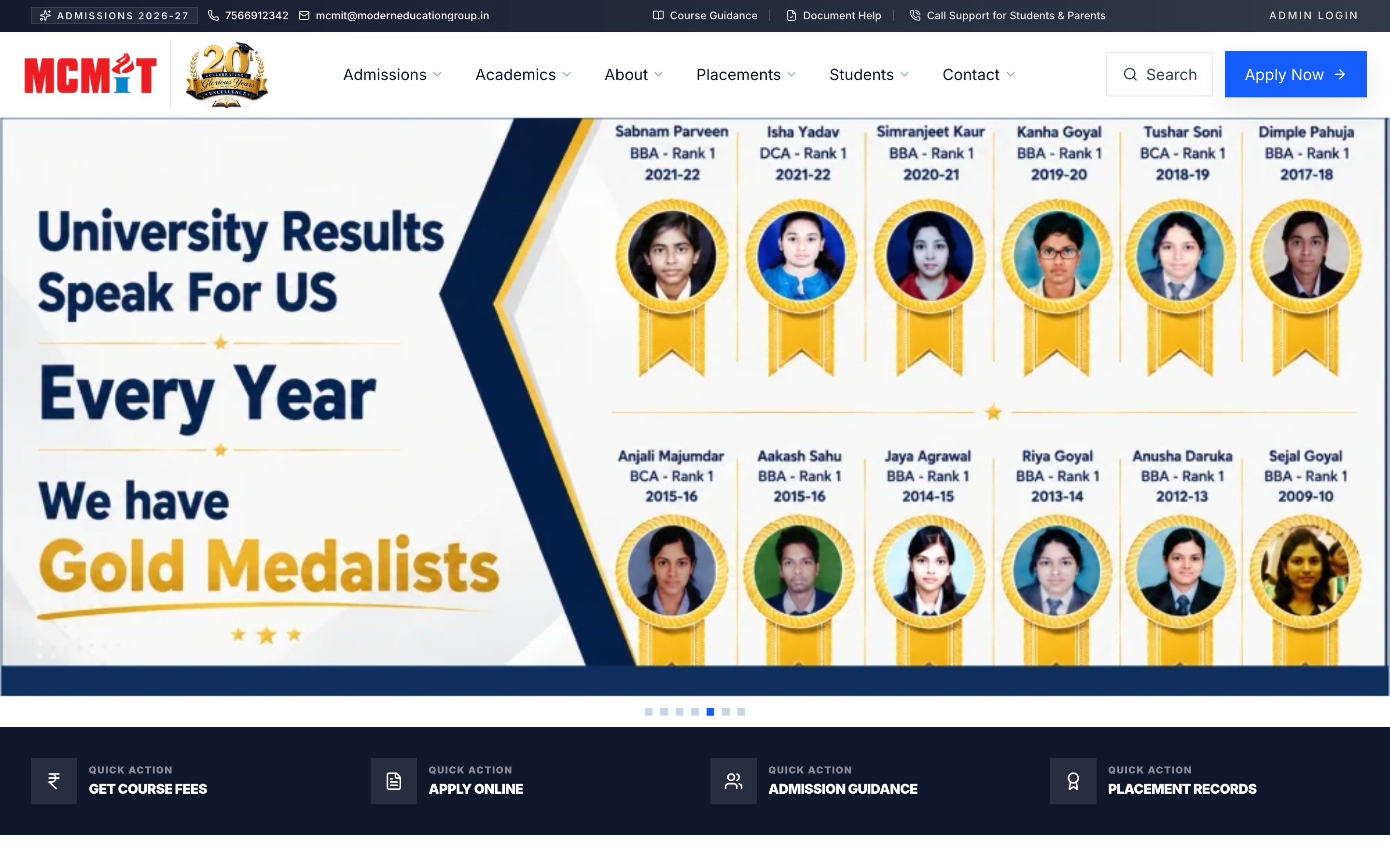 Website we built for MCMIT Korba
